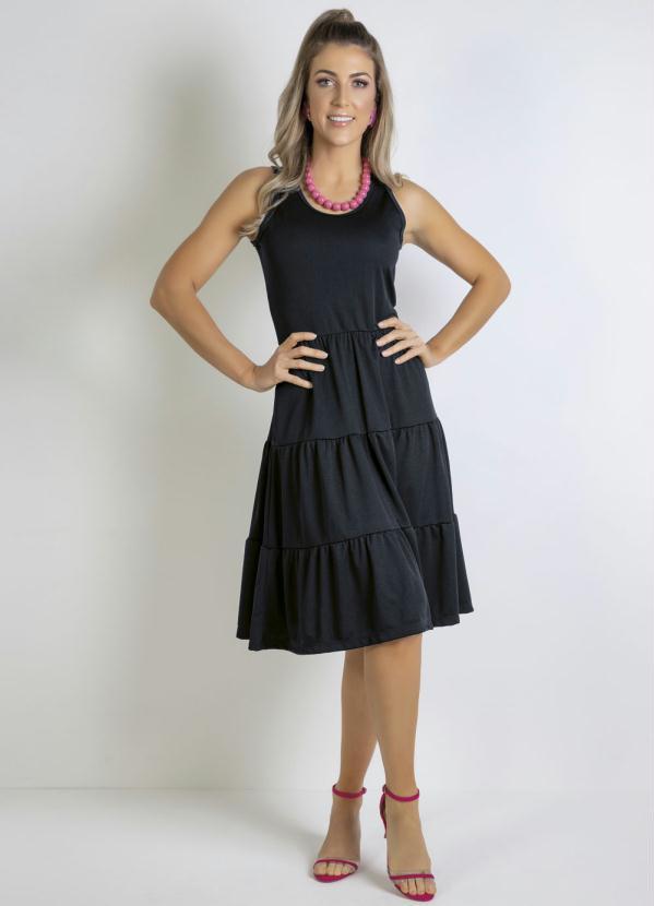 Moda Pop - Vestido Preto com Franzidos na Saia 3