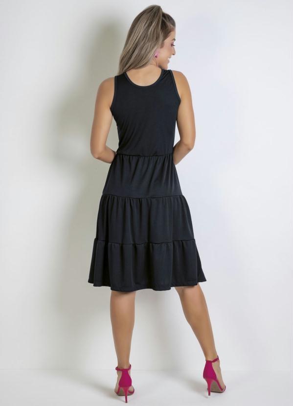 Moda Pop - Vestido Preto com Franzidos na Saia 4