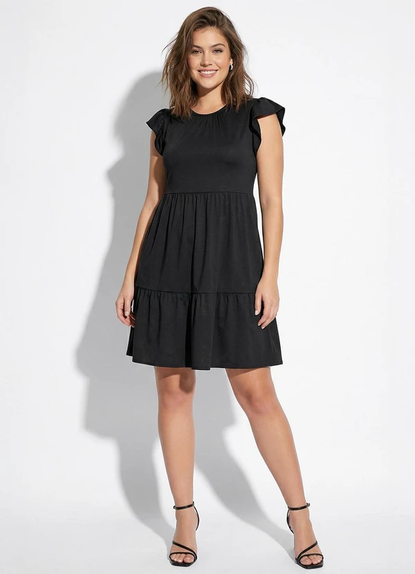 Moda Pop - Vestido Preto com Manga em Babado 4