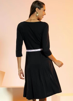 Rosalie - Vestido Preto com Mangas 7/8 - ROSALIE