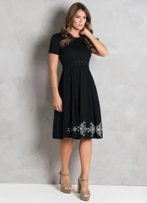 Rosalie - Vestido Preto com Pérolas - ROSALIE