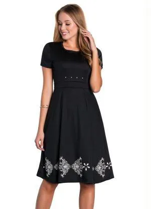 Rosalie - Vestido Preto com Pérolas - ROSALIE