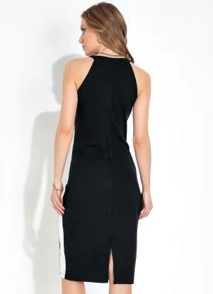 Moda Pop - Vestido Preto com Recortes Contrastantes - MODA POP
