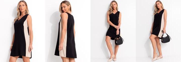 Vestido Preto e Bege