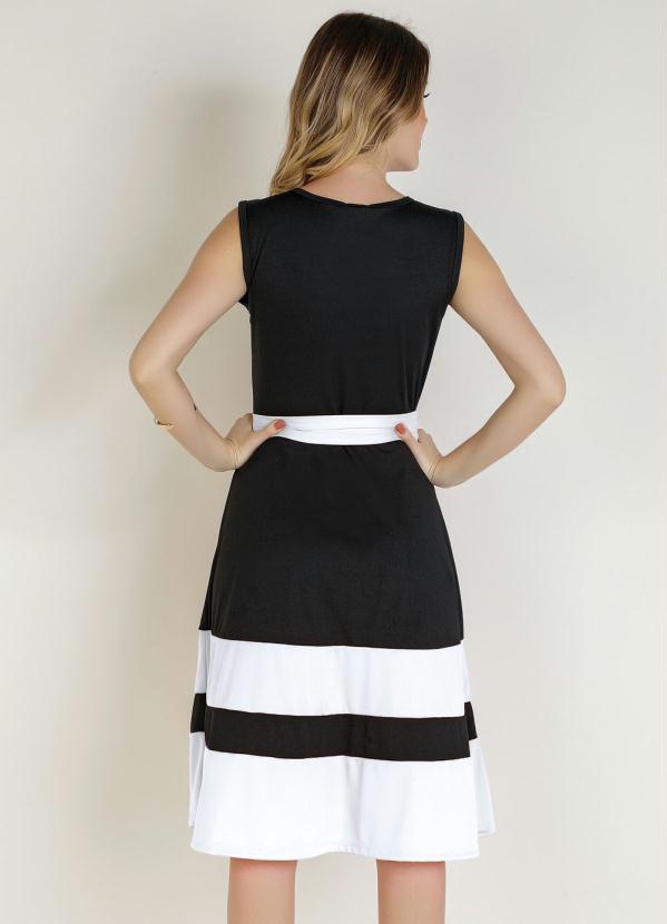 Rosalie - Vestido Preto e Branco com Faixa 2