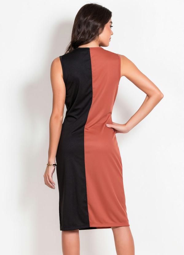 Rosalie - Vestido Preto e MarromCom Torção 2