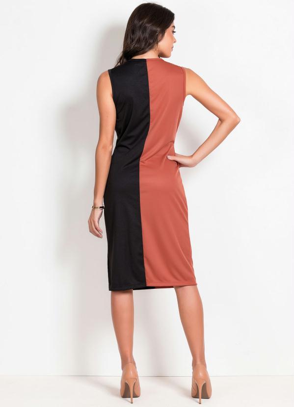 Rosalie - Vestido Preto e MarromCom Torção 5