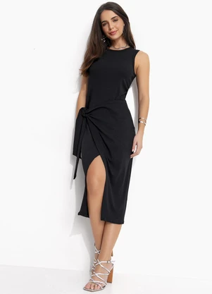 Quintess - Vestido Preto em Canelado - QUINTESS