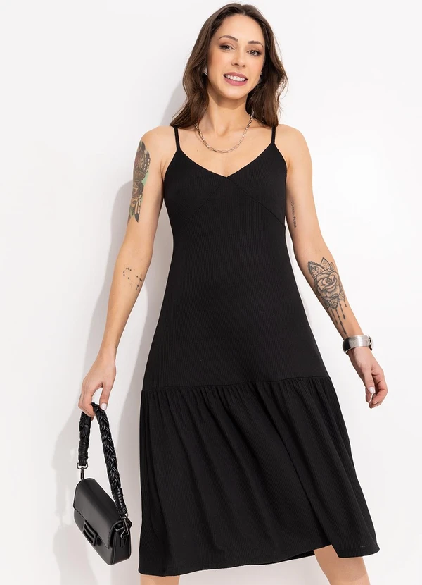 Bimini - Vestido Preto em Canelado 4