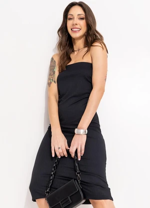 Bimini - Vestido Preto em Canelado - BIMINI