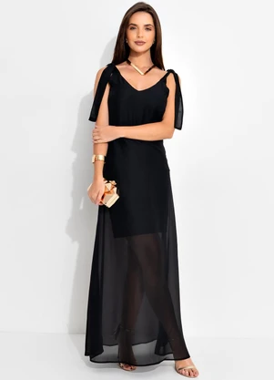 Quintess - Vestido Preto em Chiffon - QUINTESS