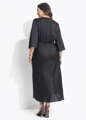 Quintess - Vestido Preto em Crepe Plano Acetinado - QUINTESS