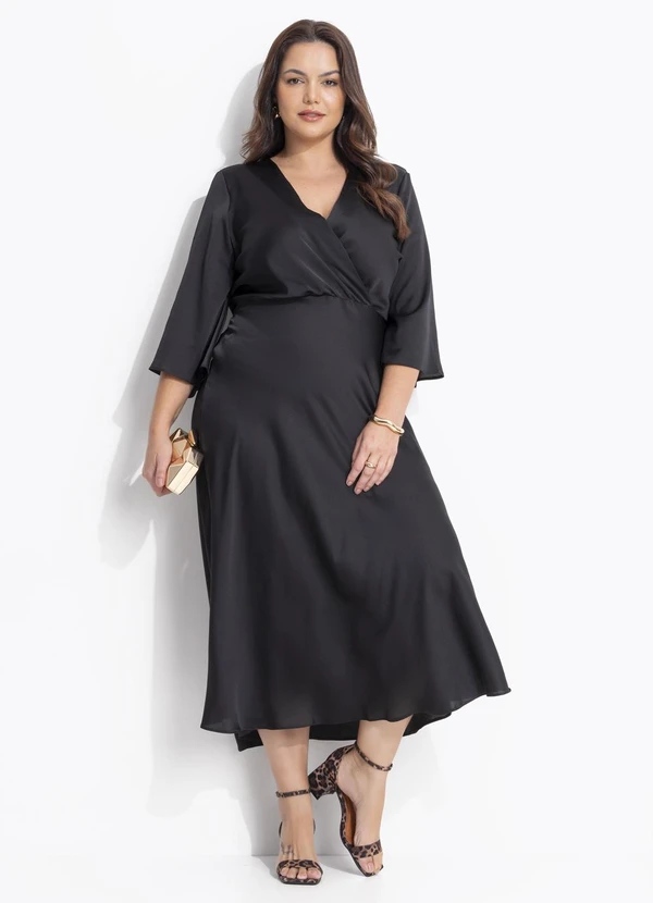 Quintess - Vestido Preto em Crepe Plano Acetinado 6