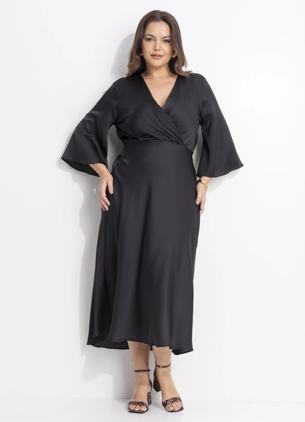 Quintess - Vestido Preto em Crepe Plano Acetinado 8