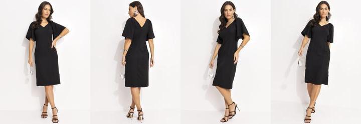 Vestido Preto em Crepe Plano