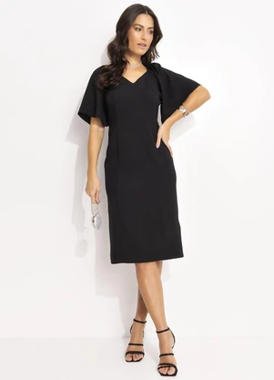 Quintess - Vestido Preto em Crepe Plano - QUINTESS