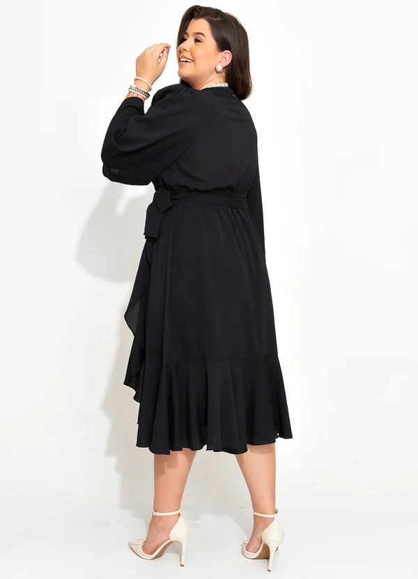 Quintess - Vestido Preto em Crepe Plano