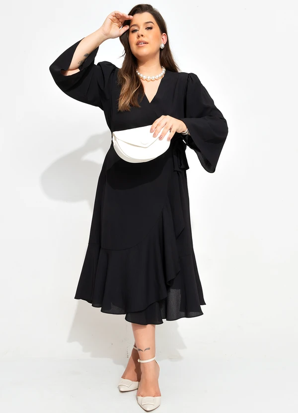 Quintess - Vestido Preto em Crepe Plano 10