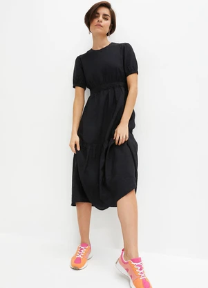 bonprix - Vestido Preto em Crepe Plano - BONPRIX