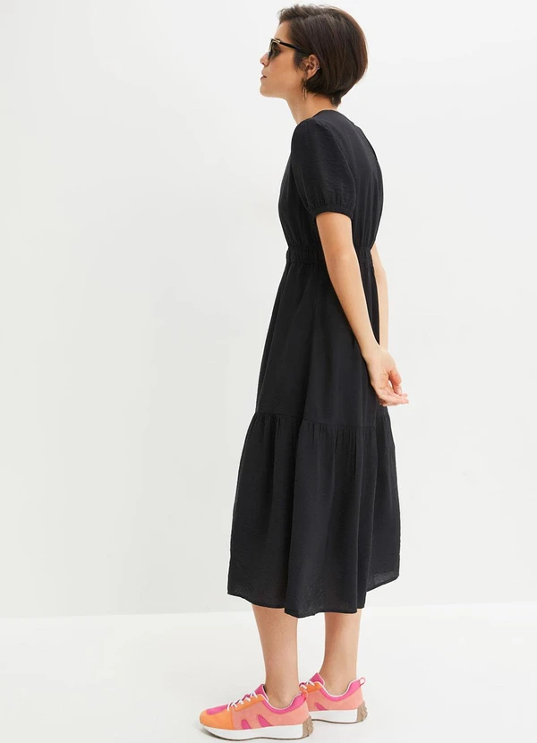 bonprix - Vestido Preto em Crepe Plano 3