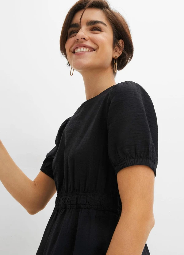 bonprix - Vestido Preto em Crepe Plano 6