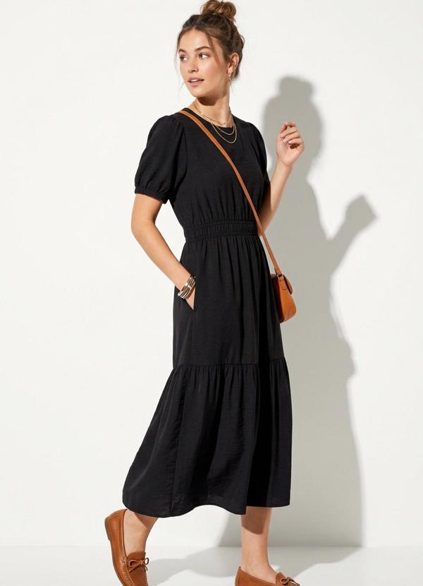 Bimini - Vestido Preto em Crepe Plano 8