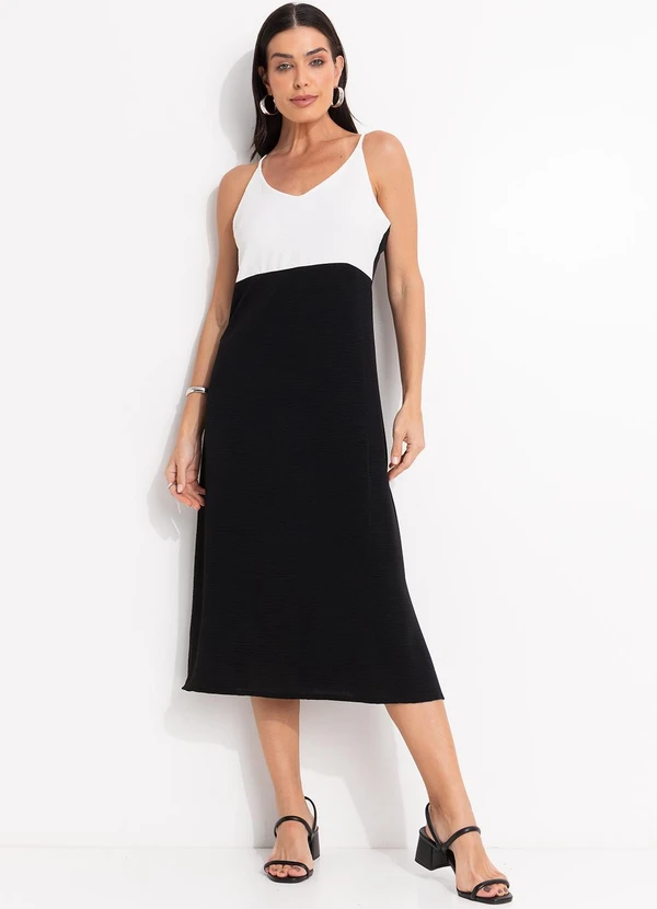 Quintess - Vestido Preto em Crepe Plano 3