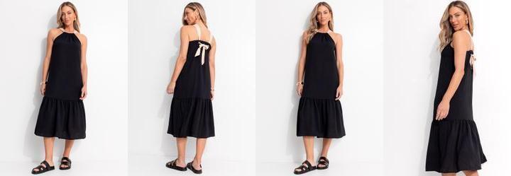 Vestido Preto em Crepe Plano