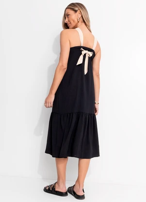 Quintess - Vestido Preto em Crepe Plano - QUINTESS