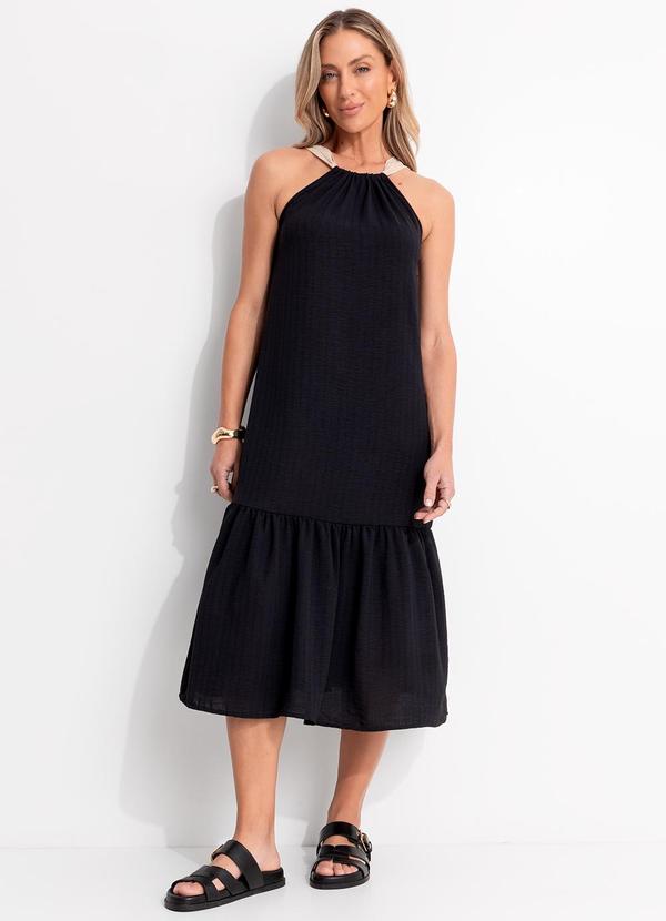 Vestido (Preto) em Crepe Plano