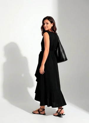 Quintess - Vestido Preto em Crepe Plano - QUINTESS