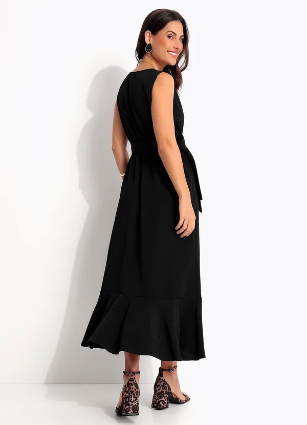 Quintess - Vestido Preto em Crepe Plano 2