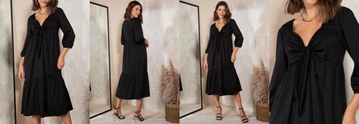 Vestido Preto em Malha Crepe