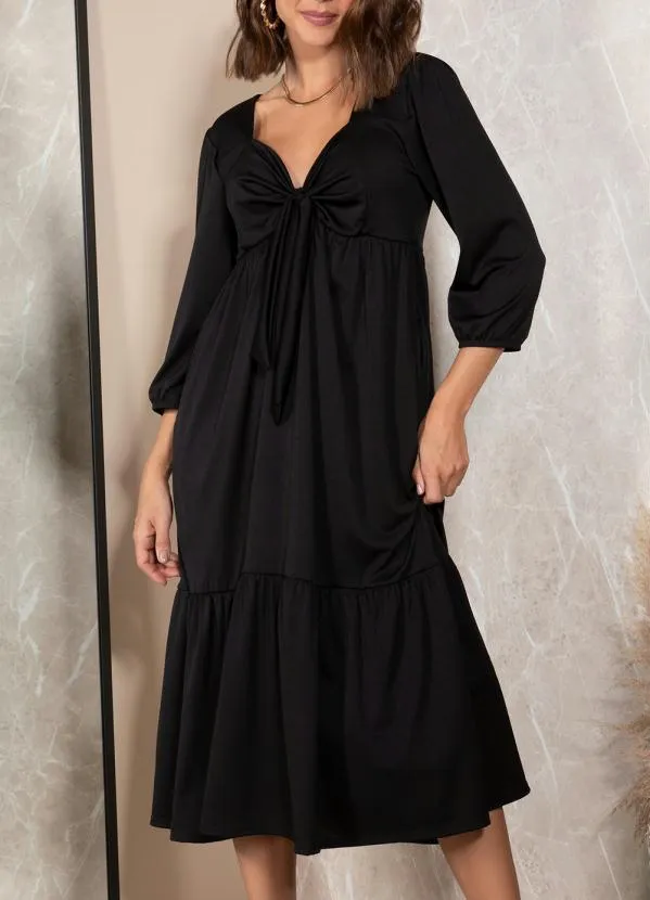 Quintess - Vestido Preto em Malha Crepe