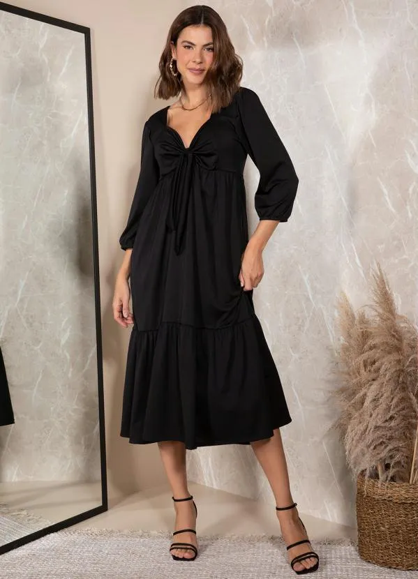 Quintess - Vestido Preto em Malha Crepe 3