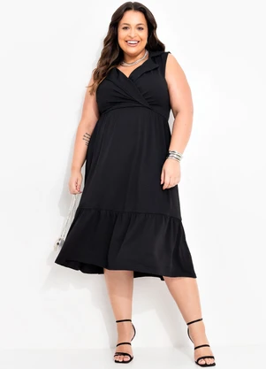 Quintess - Vestido Preto em Malha Crepe - QUINTESS