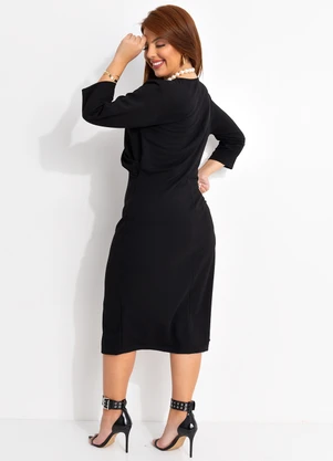 Quintess - Vestido Preto em Malha Crepe - QUINTESS