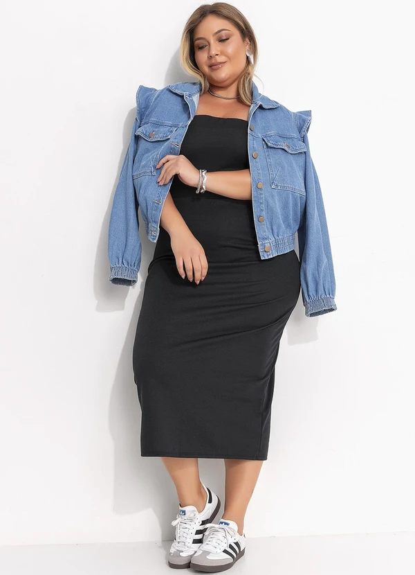 Quintess - Vestido Preto em Malha Crepe 7