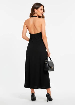 Quintess - Vestido Preto em Malha Crepe - QUINTESS