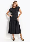 Vestido Preto em Malha de Algodo Penteado