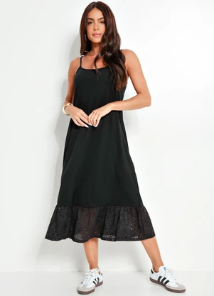 Quintess - Vestido Preto em Malha de Algodão - QUINTESS