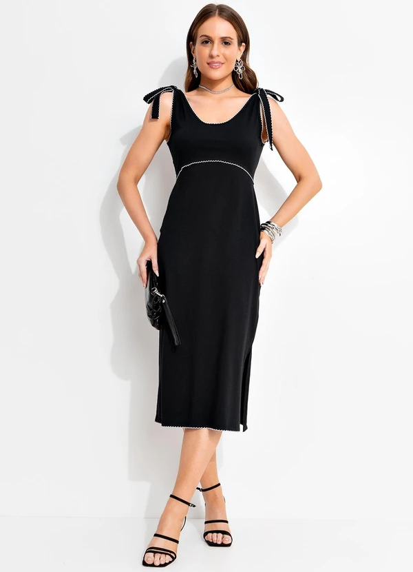 Quintess - Vestido Preto em Malha de Algodão