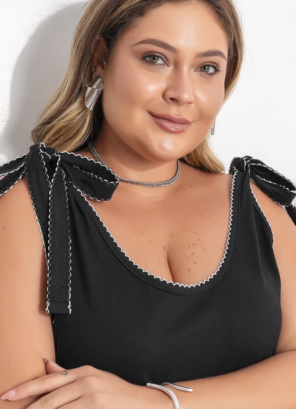 Quintess - Vestido Preto em Malha de Algodão