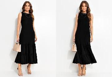 Vestido Preto em Malha de Algodo