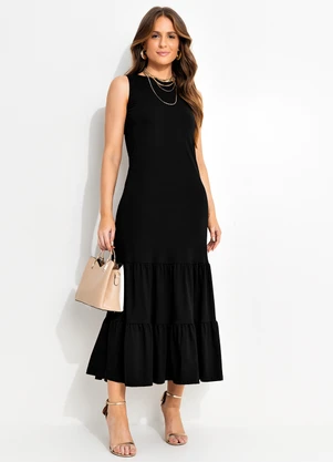 Quintess - Vestido Preto em Malha de Algodão - QUINTESS