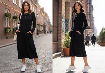 Vestido Preto em Malha de Viscose