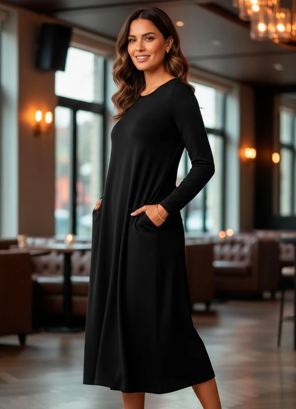 Quintess - Vestido Preto em Malha de Viscose 2