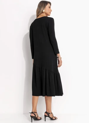 Quintess - Vestido Preto em Malha de Viscose - QUINTESS