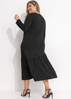 Quintess - Vestido Preto em Malha de Viscose - QUINTESS