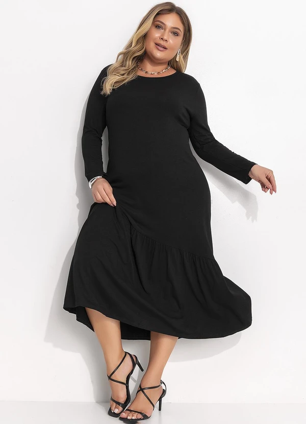 Quintess - Vestido Preto em Malha de Viscose 5